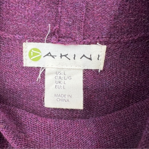 Akini Cowl-Neck Long Sleeves Drawstring Knit Purple Side Slit Pullover Sweater - Picture 3 of 11